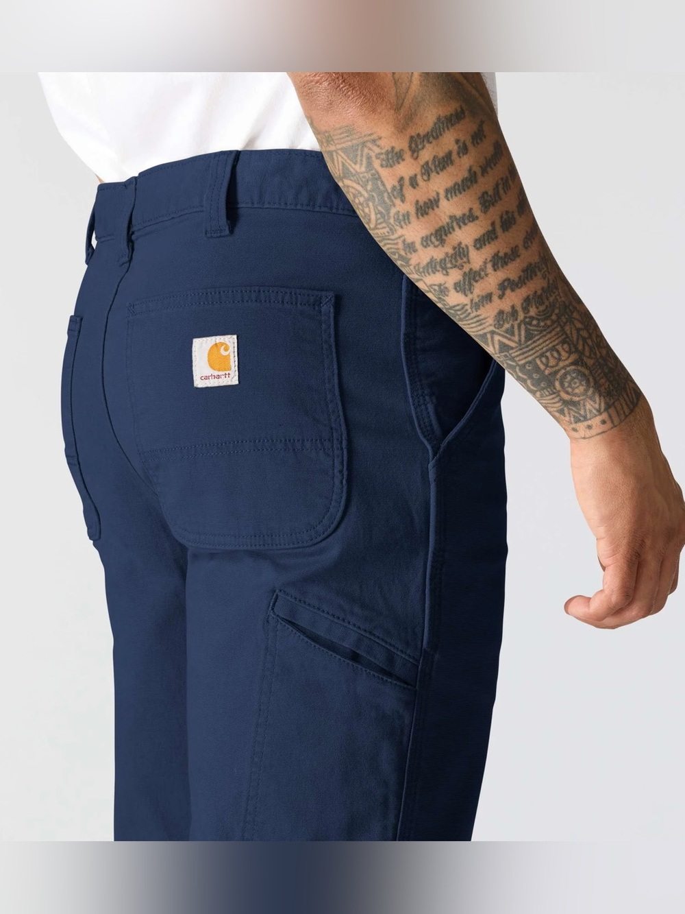 Carhartt Relaxed Straight Rigby Dungaree Blue Work Cargo Pants Size 42x30
